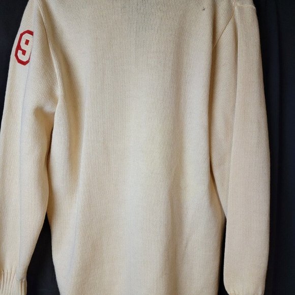 VNTG BLEPP-COOMBS SPORTING GOODS Men's Ivory Long Sleeve Cardigan Sweater Sz 42 - Picture 4 of 9